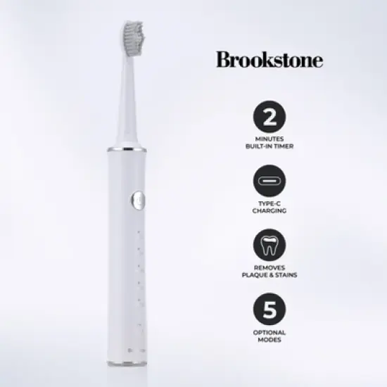 Brookstone Sonic Electric Toothbrush - 5 Modes, 2-Min Timer, Deep Clean for Teeth & Gums image {1}