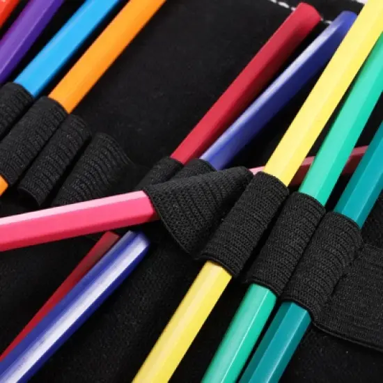 Unique Bargains Handmade Canvas Roll-Up Pencil Case Gray image {4}