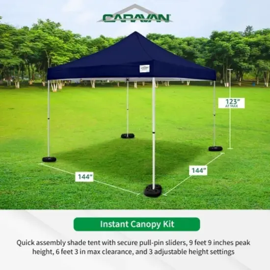 Caravan Canopy M-Series 12 x 12' 2 Straight Leg Sidewall Kit and M-Series Pro 2 12 x 12 Foot Shade Tent with Roller Bag for Recreational Use image {2}