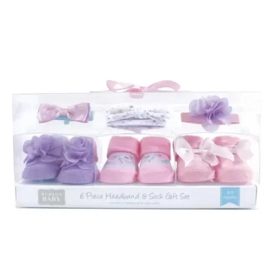 Hudson Baby Infant Girl Headband and Socks Giftset 6pc, Magical Unicorn, One Size image {1}