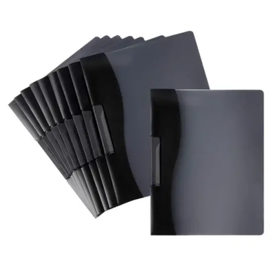 Juvale 10 Pack Clear Report Covers with Sliding Bar and Swing Clip for Letter Size Documents, Presentation, Black, 9x11 inches image {7}