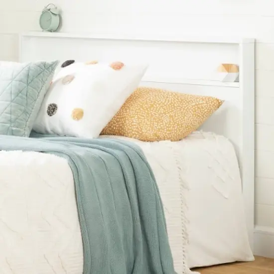 Full/Queen Kanagane Headboard with Shelf Pure White - South Shore image {1}
