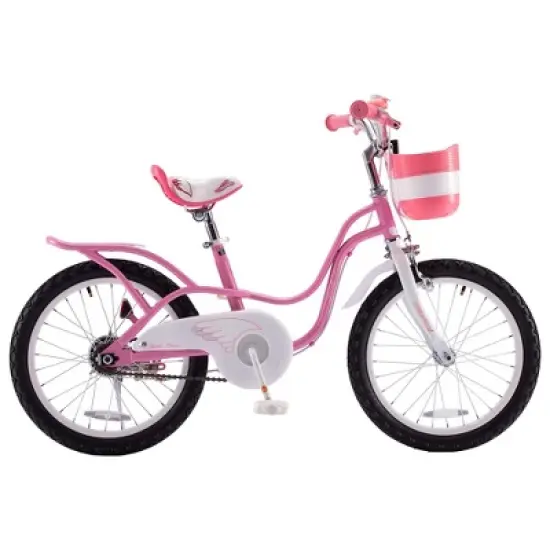 RoyalBaby Little Swan Carbon Steel Kids Bicycle with Dual Hand Brakes, Adjustable Seat, Folding Basket, & Kickstand, for Girls Ages 5 to 9 image {1}