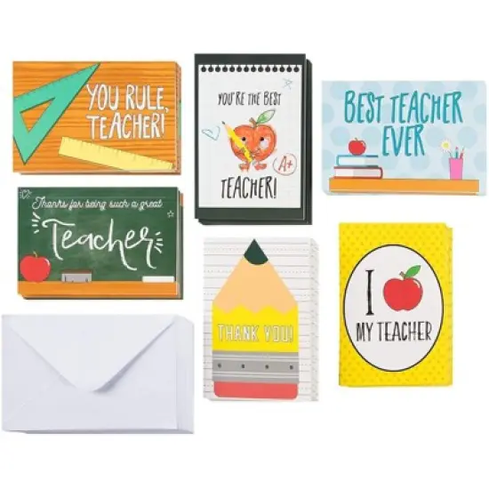 Sustainable Greetings 48-Pack Teacher Appreciation Cards for Kindergarten and Elementary, 6 Designs (4 x 6 In) image {4}