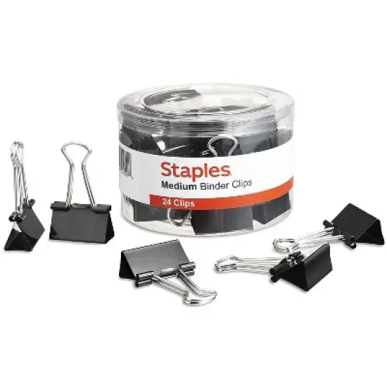 Staples Medium Metal Binder Clips Black 1 1/4" Size with 5/8"Capacity 831602 image {5}