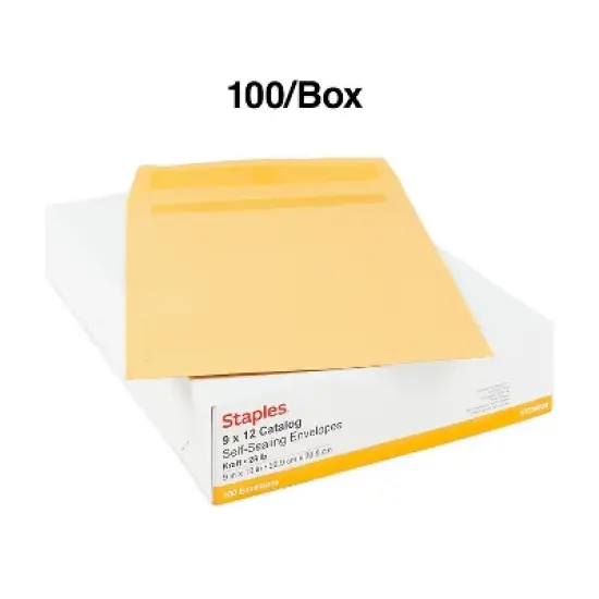 MyOfficeInnovations Self Seal Catalog Envelopes 9"L x 12"H Brown 100/Box (534800/17104) image {3}