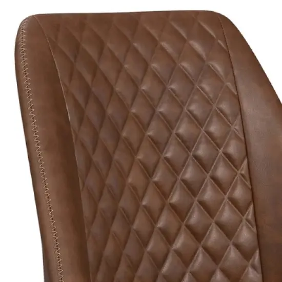 Leatherette Office Chair with Sloped Back and Diamond Stitching Brown - Benzara image {1}