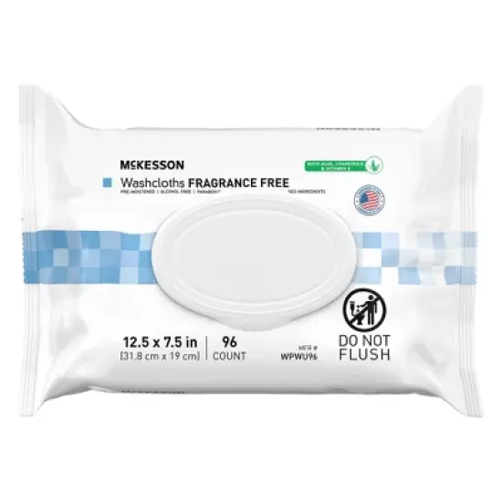 McKesson Personal Cleansing Wipe Unscented Soft Pack, Alcohol & Paraben-Free, Snap Lid, 96 Wipes per Pack image {8}