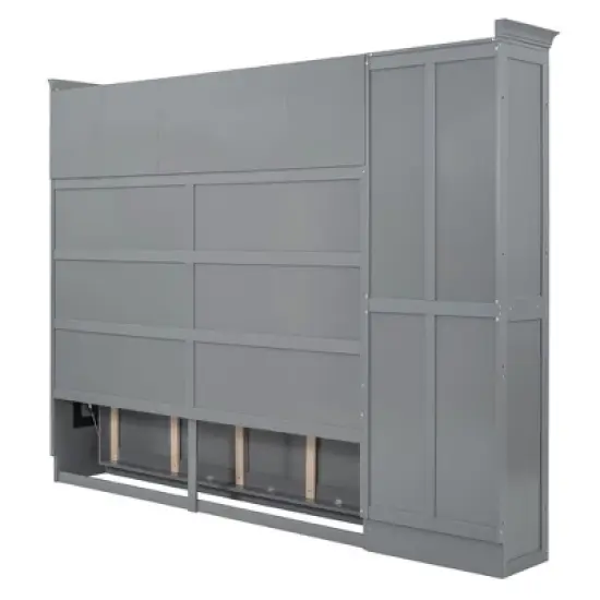 Queen Size Murphy Bed Wall Bed with Cabinets and Shelves-ModernLuxe image {10}