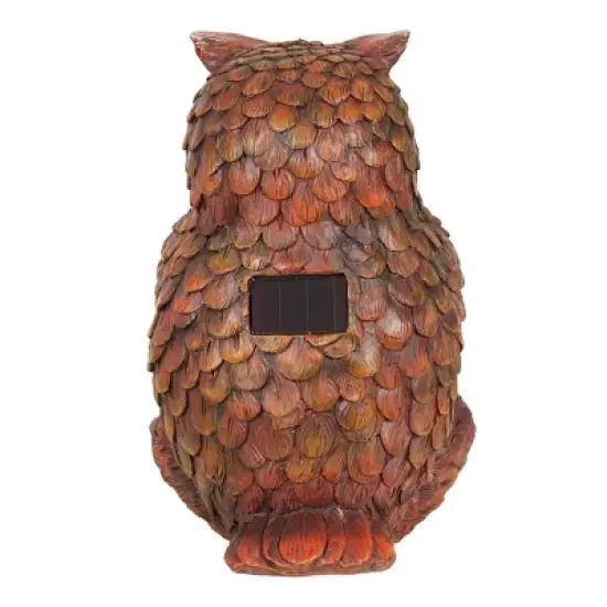 9.84" Glass and Resin Solar Garden Owl with LED Firefly Jar - Exhart image {6}