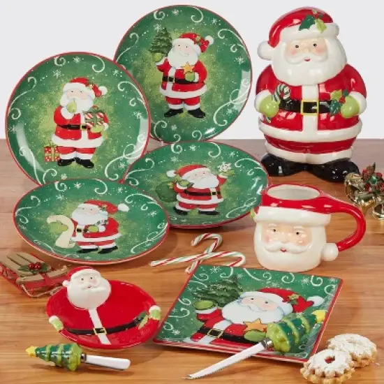 72oz Earthenware Holiday Magic Santa 3-D Cookie Jar - Certified International image {1}
