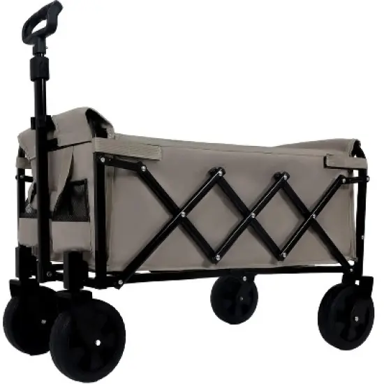 Expandable Dual-Layer Utility Wagon with 100% Extra Space - Grocery CartSupports 225lbs, Beige image {4}