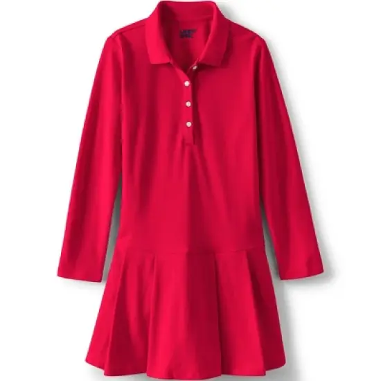 Lands' End School Uniform Girls Long Sleeve Mesh Pleated Polo Dress image {5}