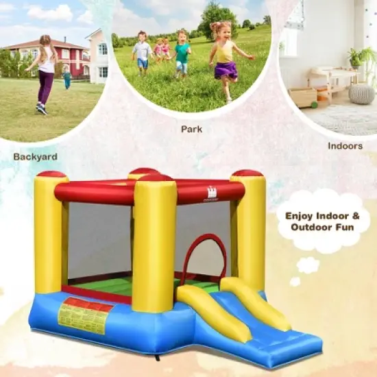 Costway Inflatable Bouncer Kids Slide Bounce House for Indoor Outdoor without Blower image {6}