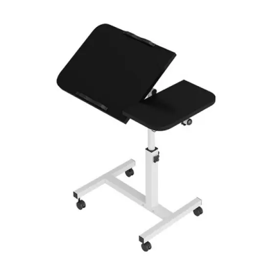 Overbed Table with Height Adjustable,   Over Bed Table Movable Rolling Bedside Table Standing with Wheels, Desk Table with 0-90 Degrees Tilting image {5}