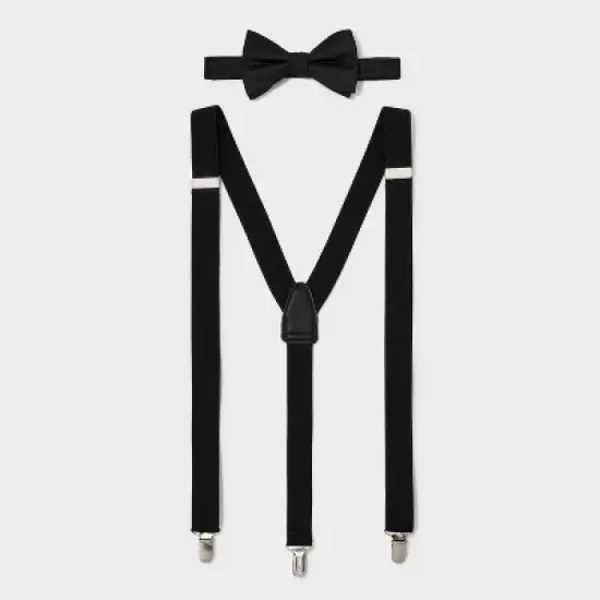 Men's Herringbone Stretch Suspender - Goodfellow & Co&trade; Black One Size: Adjustable Clip Style image {1}