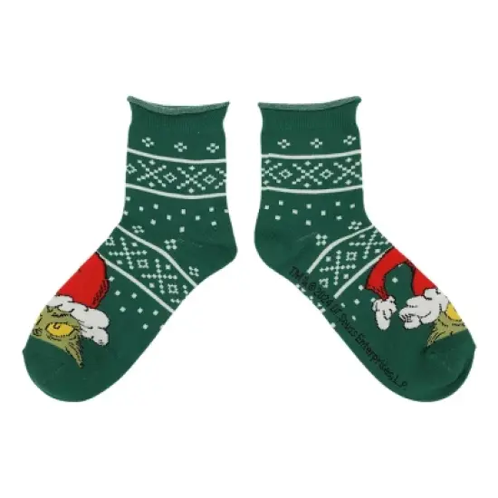 The Grinch & Max Character Prints Women's 3-Pair Pack Casual Quarter Crew Socks image {2}