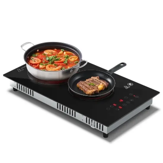 Induction Cooktop with 2 burner 800-1800W, 9 power Dual Hob with Child Lock, Timer, Pause Function, Residual Heat Indicator, Sensor Touch Control image {9}