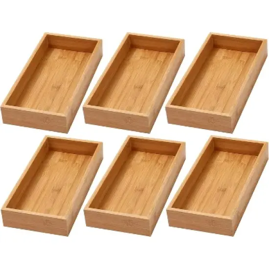 YBM HOME Bamboo Drawer Organizer Storage Box for Kitchen Drawer, Junk Drawer, Office, Bedroom, Children Room, Craft, Sewing, and Bathroom, Pack of 6 image {13}