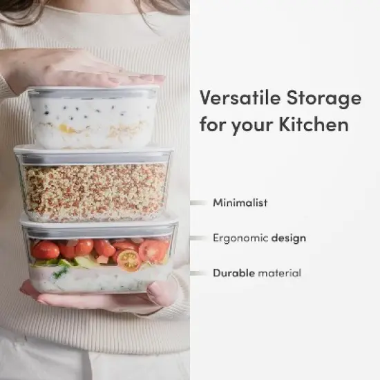 OU Glass Food Storage Container Set 8pc (set of 4) Microwave, Freezer & Dishwasher Safe, Airtight Leak Proof Lid with Microwave Valve, Stackable image {4}