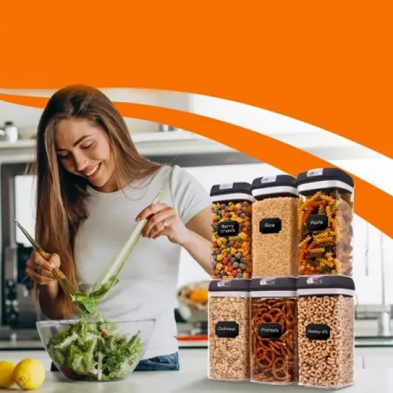 Cheer Collection Set of 6 42oz Airtight Food Storage Containers image {4}