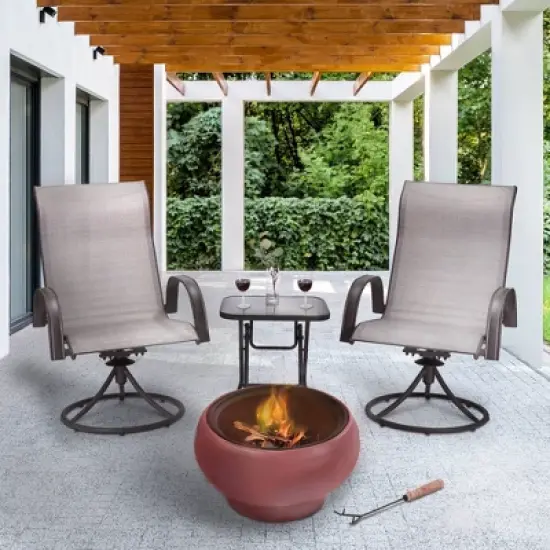 22" Round Concrete Wood Burning Fire Pit - Teamson Home image {14}