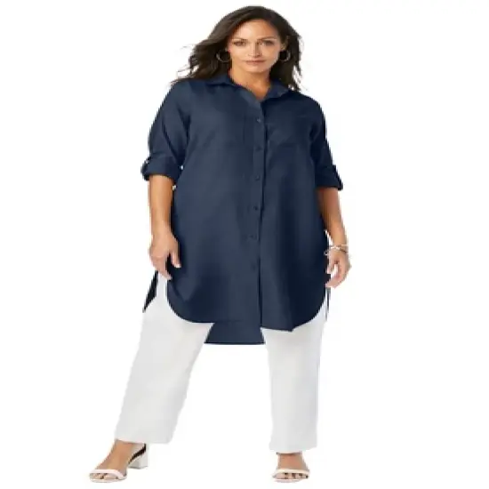 Jessica London Women&rsquo;s Plus Size Linen Mega Tunic image {4}