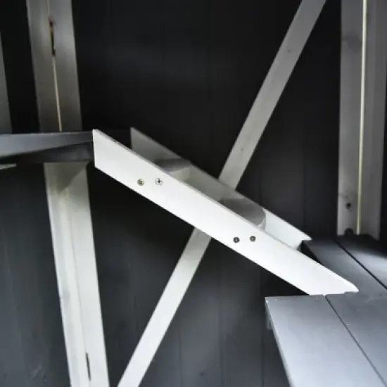 PawHut 43"H Wooden Cat House Feral Cat Shelter Outdoor Kitten Condo 3-Floor Pet Habitat with Asphalt Roof, Escape Doors, Inside Stairs, gray and White image {5}