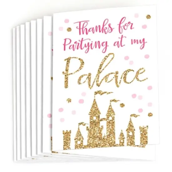 Big Dot of Happiness Little Princess Crown - Pink and Gold Princess Baby Shower or Birthday Party Thank You Cards (8 count) image {1}