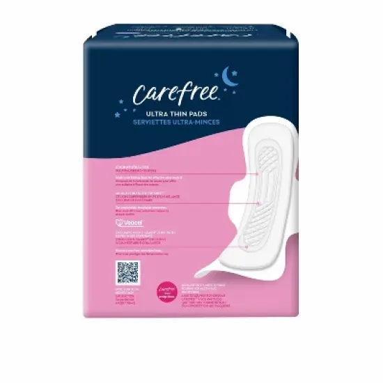 Carefree Ultra Thin Overnight Pads with Wings -40ct image {1}
