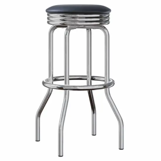 3pc Summit Bar Height Dining Sets with Swivel Stools Black/Bright Chrome - Winsome image {7}