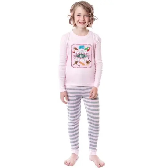 Harry Potter Girls' Honeydukes Sweet Shop Wizarding World Sleep Pajama Set Pink image {3}