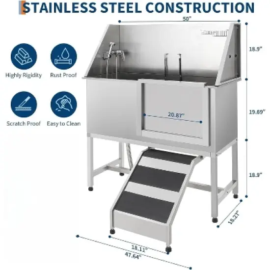 Professional Stainless Steel Pet Dog Bathing Station With Stairs image {6}