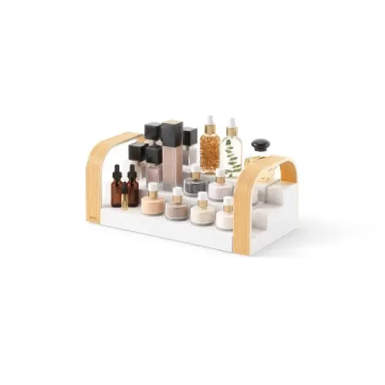 Umbra Bellwood 3-tier Spice Shelf White/Natural: Expandable Spice Organizer & Pantry Shelf, Freestanding Kitchen Storage image {5}