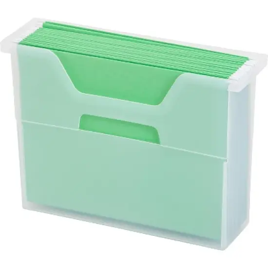IRIS USA Small Portable Desktop File Box with Open Top, Letter Size, Clear image {6}