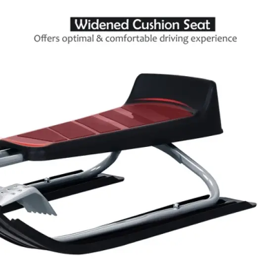 Costway Kids Snow Racer Sled w/Steering Wheel Double Brakes Pull Rope Iron Frame image {8}