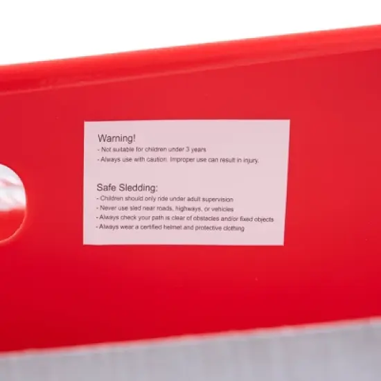 Slippery Racer Downhill Xtreme Flexible Adults and Kids Plastic Toboggan Snow Sled for Up To 2 Riders with Pull Rope and Handles, Red (2 Pack) image {3}