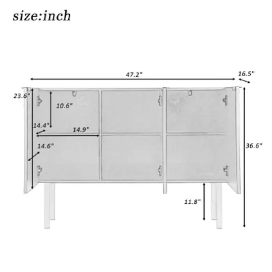 Modern Sideboard, Buffet  Cabinet with Metal handles & Legs and Adjustable Shelves-ModernLuxe image {2}
