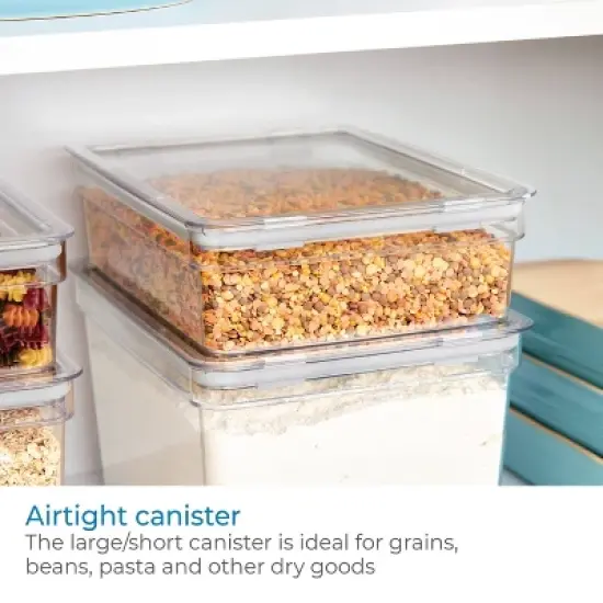 iDESIGN Large Short Dry Goods Storage Bin The Fresh Collection Clear Bin: Plastic Kitchen Cabinet Organizer, 11"x8"x3" image {4}