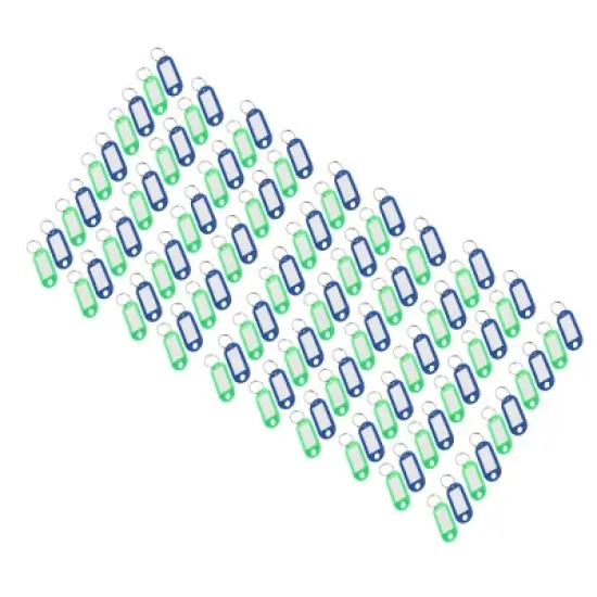 Unique Bargains Plastic Luggage ID Label Name Tag Badge Clip Holder Keyring 100 Pcs Blue Green image {3}