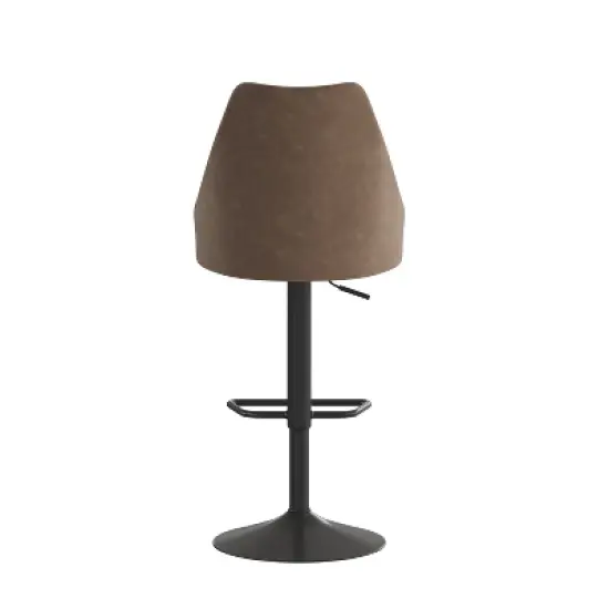 Flash Furniture Chrishelle Set of 2 Commercial Adjustable Height Barstools with Upholstered Tufted Seats and Pedestal Base with Footring, Black image {8}