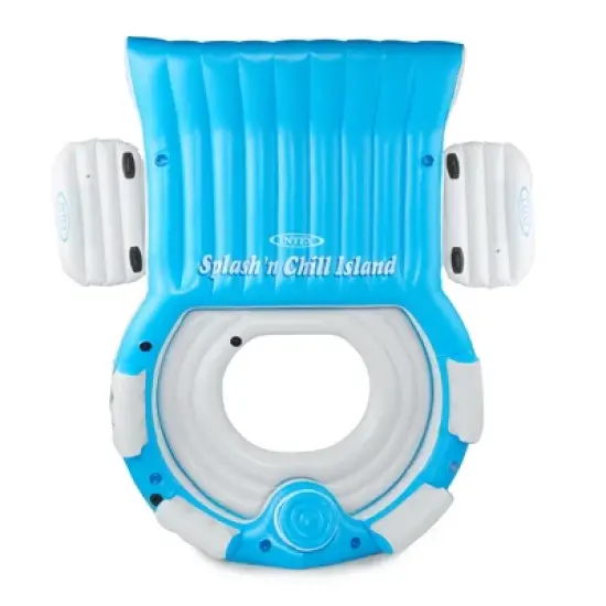 Intex 56299EP 145 x 125 x 20 Inch Splash N Chill Inflatable Lake and Pool Relaxation Island Lounger Seat for up to 7 Adults, Blue and White image {2}