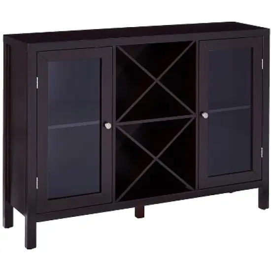 Kings Brand Furniture Wine Bar Cabinet for Liquor and Coffee Buffet, Sideboard with Storage Shelves, Espresso image {1}