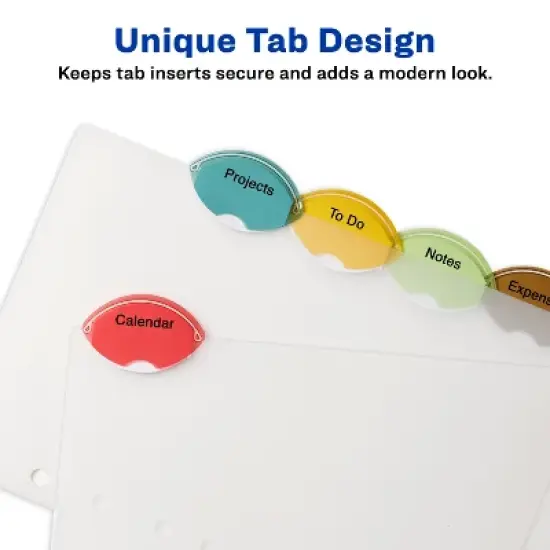 Avery Insertable Style Edge Plastic Mini Dividers for 3 Ring Binders, 5.5" x 8.5", 5-Tab Sets, Multicolor, 4 Sets (21118) image {2}