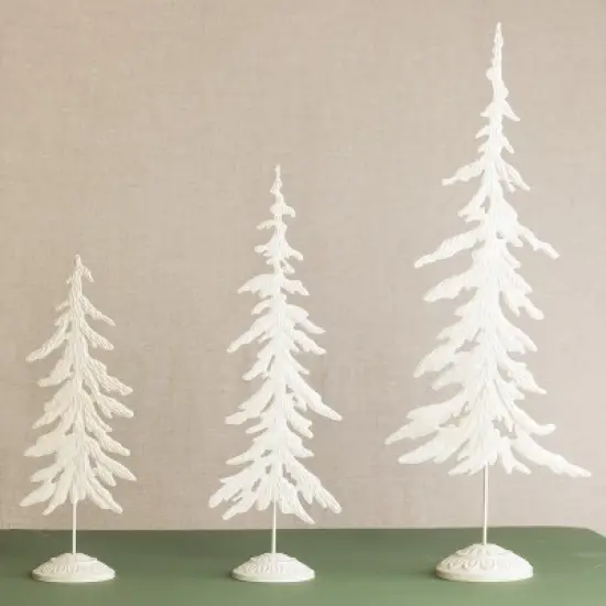 Transpac Rustic Metal Snowy Trees Set of 3 for Christmas Decor, Charming Decorative Objects for Holiday Home Styling image {3}