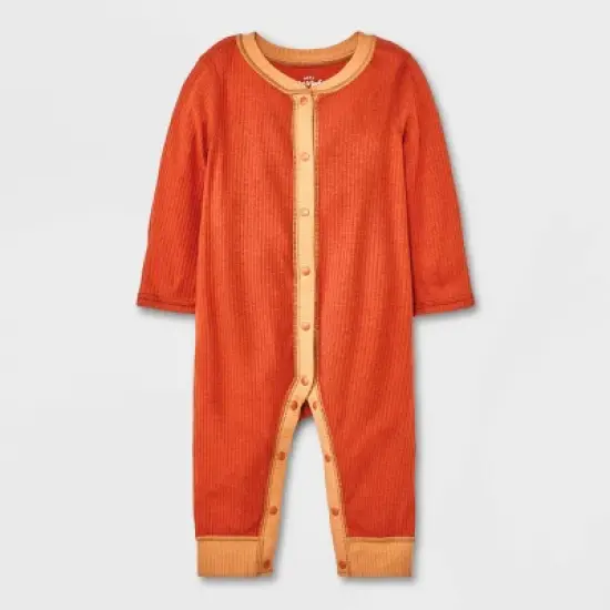 Baby Ribbed Snap Adaptive Romper - Cat & Jack&trade; Orange image {4}