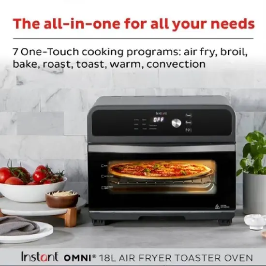 Instant Pot Omni 6-Slice Air Fryer Toaster Oven, Exclusive Bonus Pizza Pan Accessory: 1800W, Dishwasher-Safe, Includes Pizza Pan & More image {4}