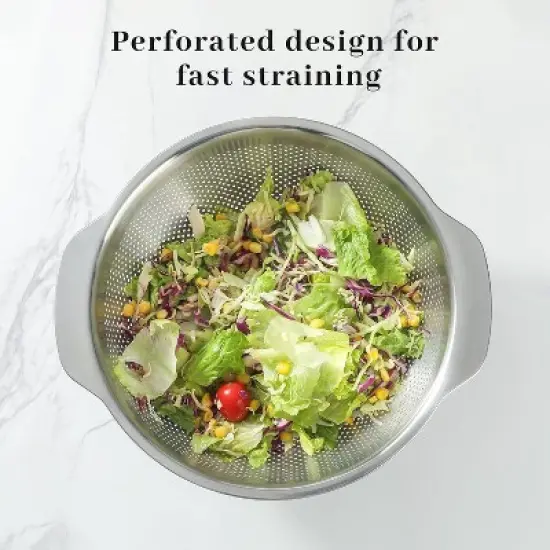 18/8 Stainless Steel Microwell Colander, Fruits, Rice, and Pasta image {3}