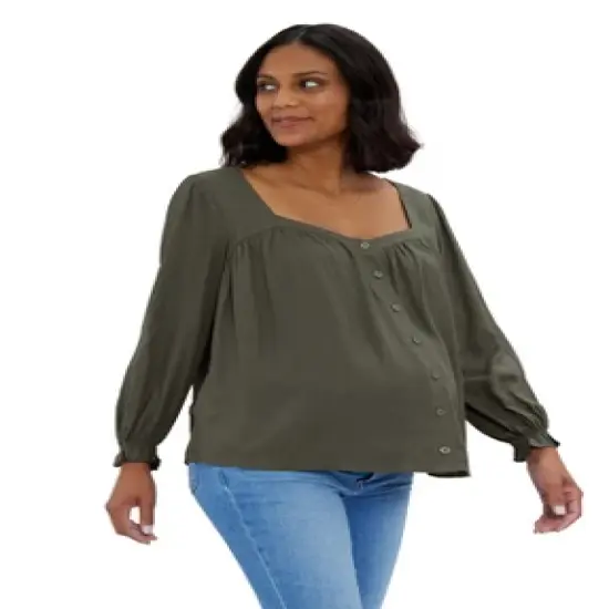 Ingrid & Isabel Maternity Button Front Sweetheart Top image {6}