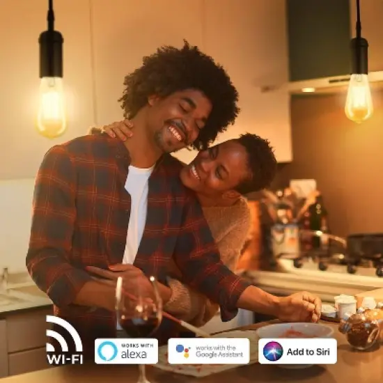 Smart 60W Equivalent Vintage Filament Tunable White LED Wi-Fi Enabled Voice Activated ST19 E26 Amber Glass Light Bulb image {4}